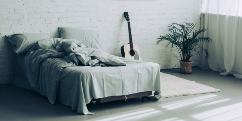 Modern bedroom redone with custom sized mattress